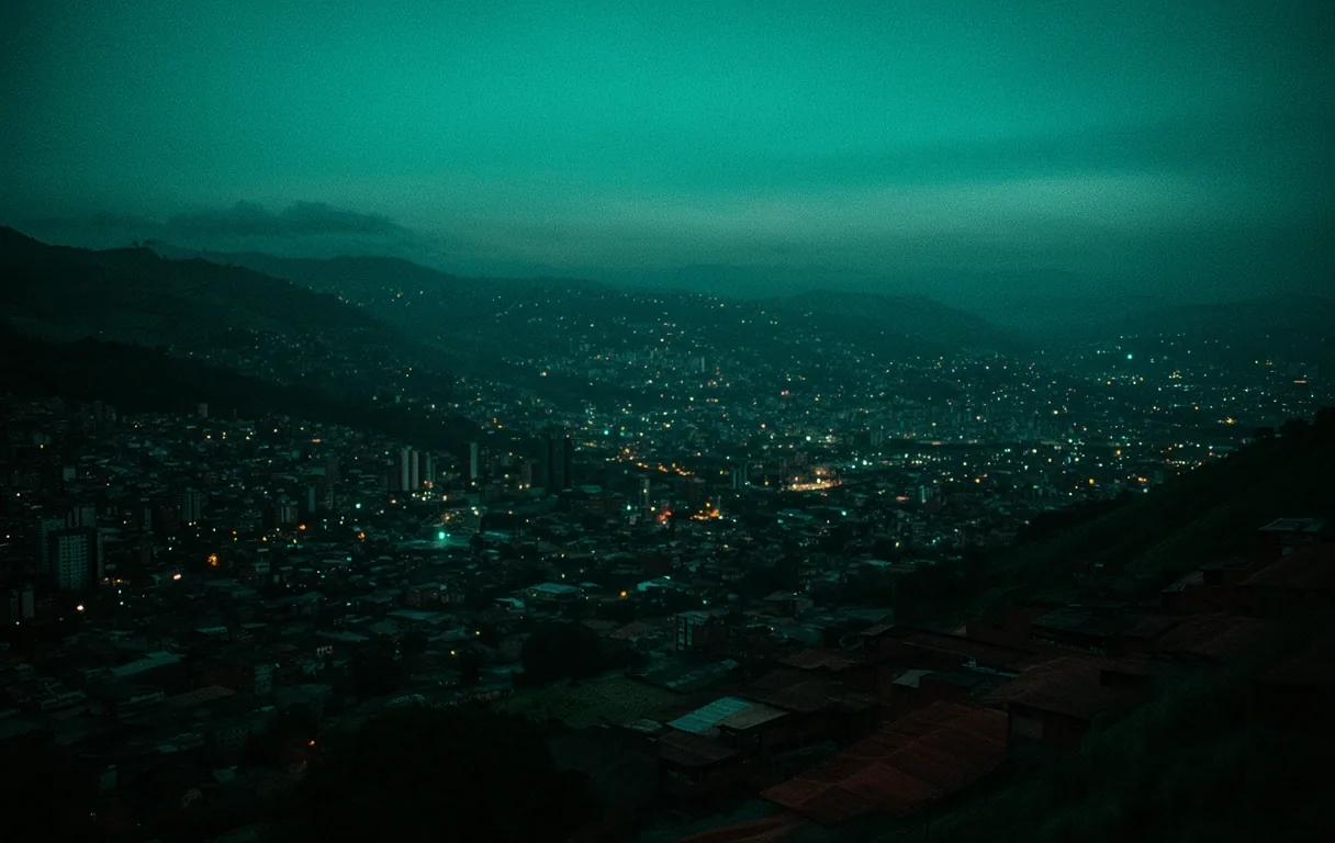 Panorámica nocturna de Medellín