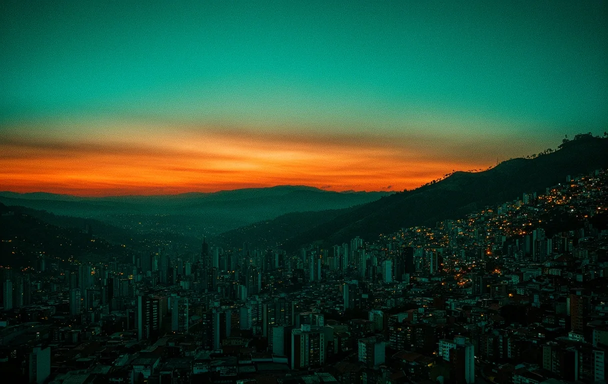 Panorámica de Medellín al atardecer